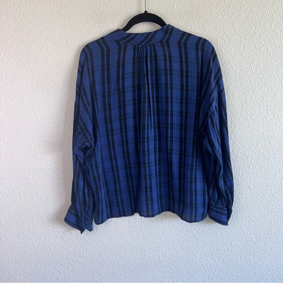 Madewell Highroad Popover Shirt in Chelton Plaid Black Blue - Picture 7 of 10